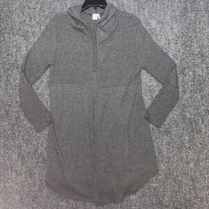 Paper Crane Cardigan Gray Waffle Knit Long Sleeve Open Front Hooded Womens Med
